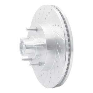 Ford E-150 Brake Rotor (1) - Front Left - R1 Concepts - Drilled & Slotted - Silver - `04-`06